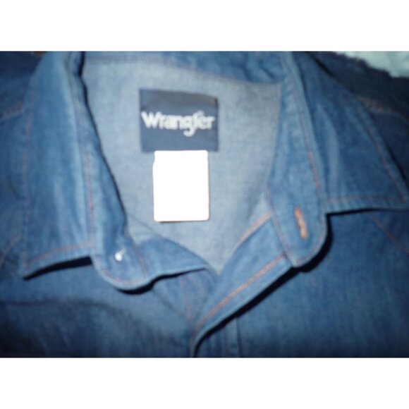 Vintage Wrangler Denim Pearl Snap Mens XXL Brush Popper shirt Western Cowboy‎ - Picture 7 of 7